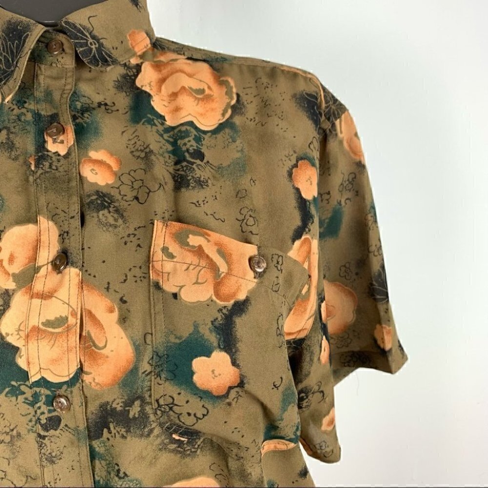 Magic womens top size L Multicolored floral button down vintage 60s 70s - Picture 7 of 10